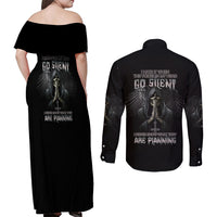 I Hate It When The Voices In My Head Skull Couples Matching Off Shoulder Maxi Dress and Long Sleeve Button Shirt - Wonder Print Shop