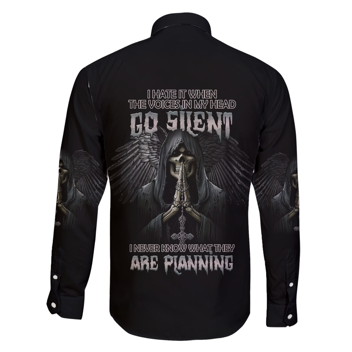 I Hate It When The Voices In My Head Skull Family Matching Long Sleeve Bodycon Dress and Hawaiian Shirt - Wonder Print Shop