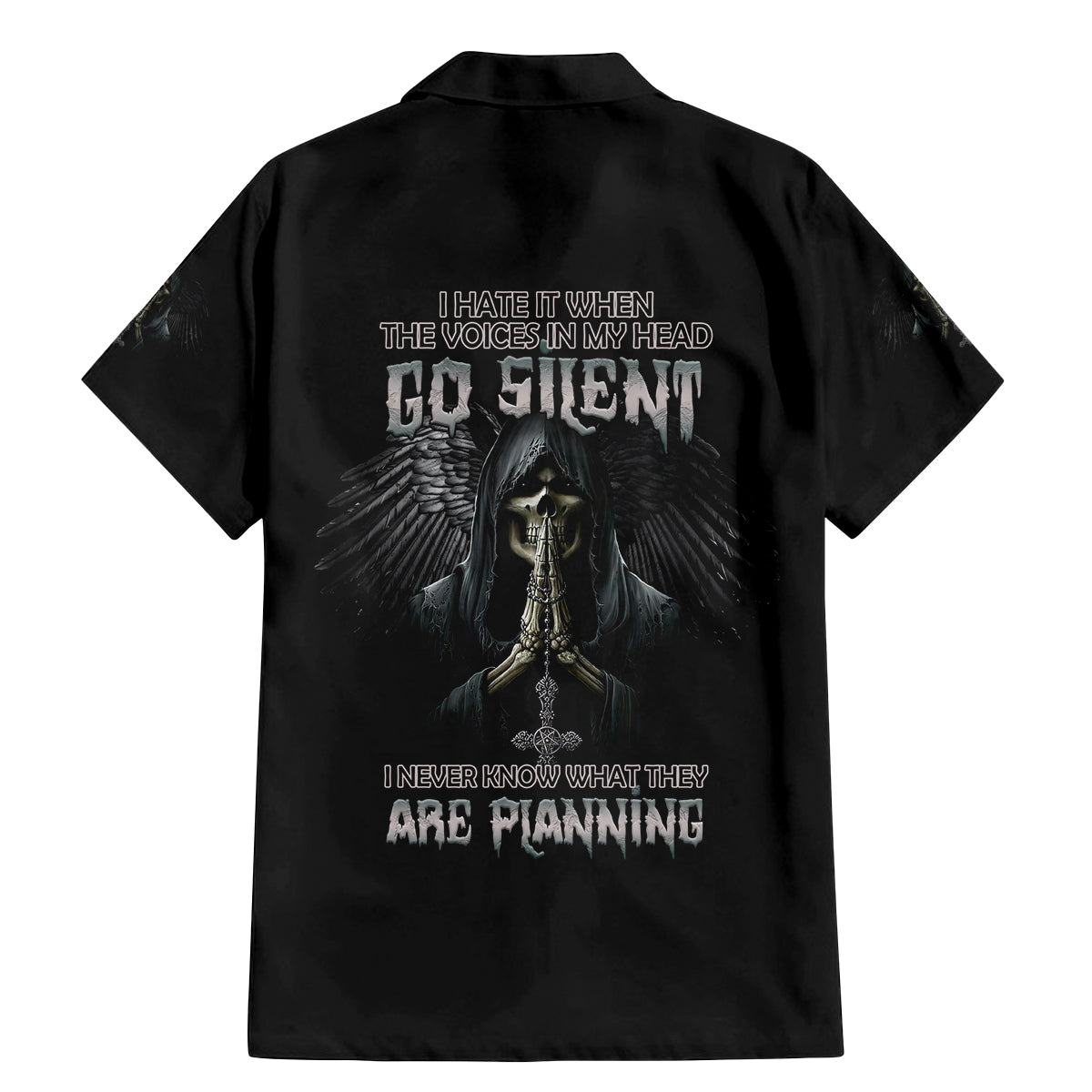 I Hate It When The Voices In My Head Skull Family Matching Mermaid Dress and Hawaiian Shirt - Wonder Print Shop