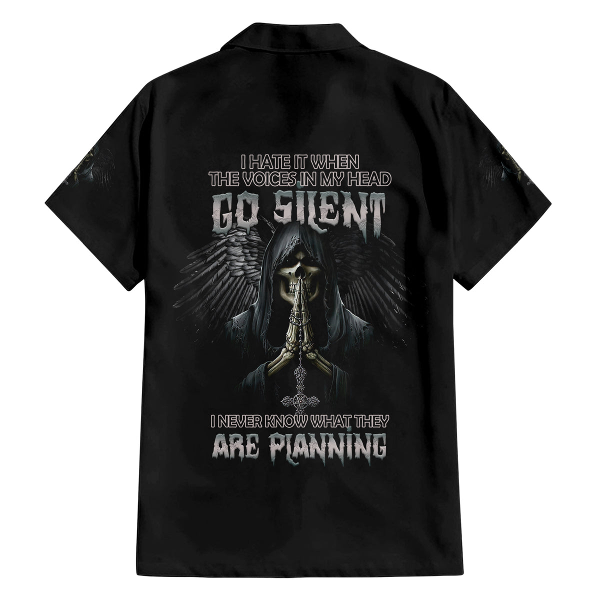 I Hate It When The Voices In My Head Skull Family Matching Short Sleeve Bodycon Dress and Hawaiian Shirt - Wonder Print Shop