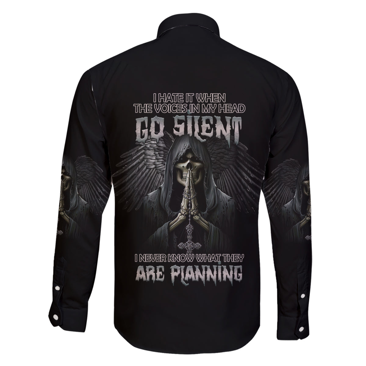 I Hate It When The Voices In My Head Skull Family Matching Short Sleeve Bodycon Dress and Hawaiian Shirt - Wonder Print Shop