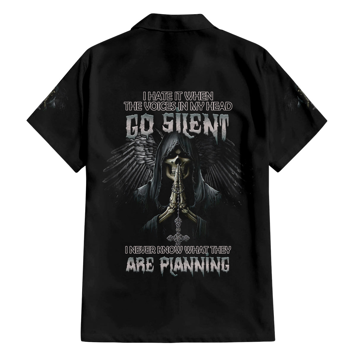 I Hate It When The Voices In My Head Skull Family Matching Summer Maxi Dress and Hawaiian Shirt - Wonder Print Shop