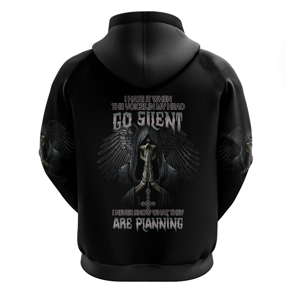 I Hate It When The Voices In My Head Skull Hoodie - Wonder Print Shop