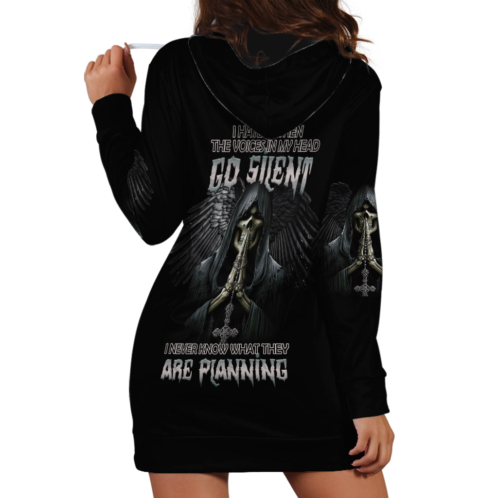 I Hate It When The Voices In My Head Skull Hoodie Dress - Wonder Print Shop