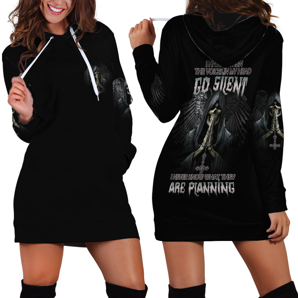 I Hate It When The Voices In My Head Skull Hoodie Dress - Wonder Print Shop