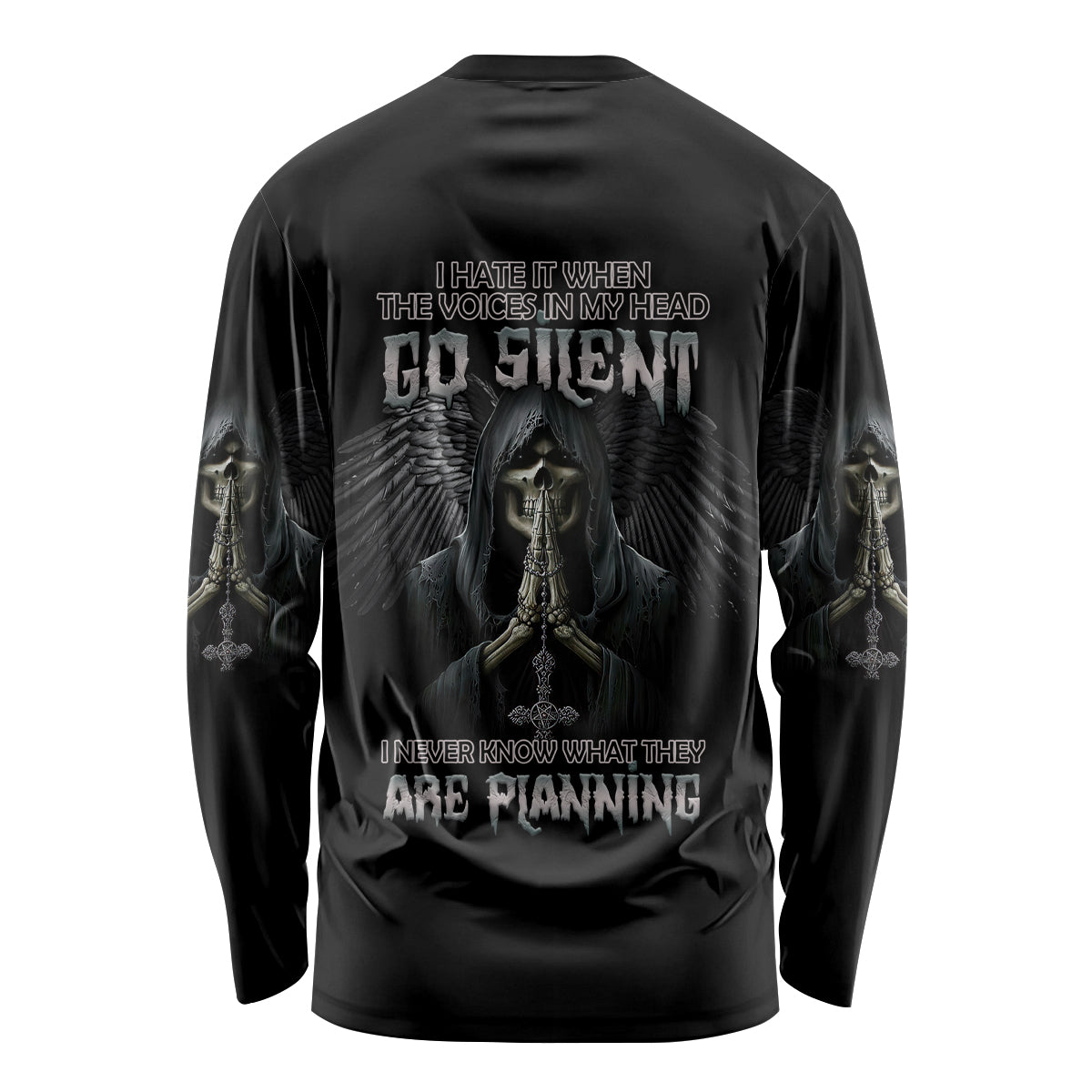 I Hate It When The Voices In My Head Skull Long Sleeve Shirt - Wonder Print Shop