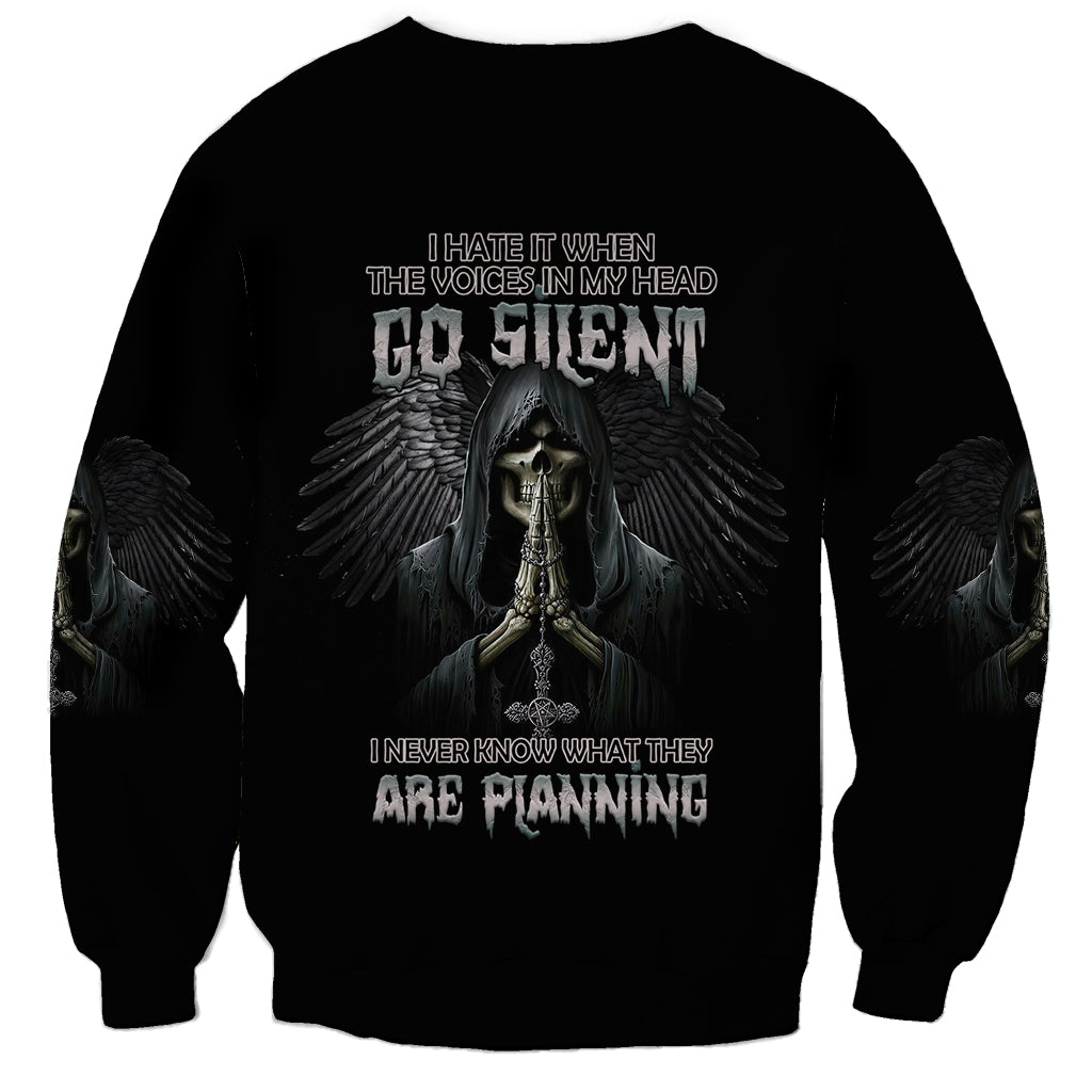 I Hate It When The Voices In My Head Skull Sweatshirt - Wonder Print Shop