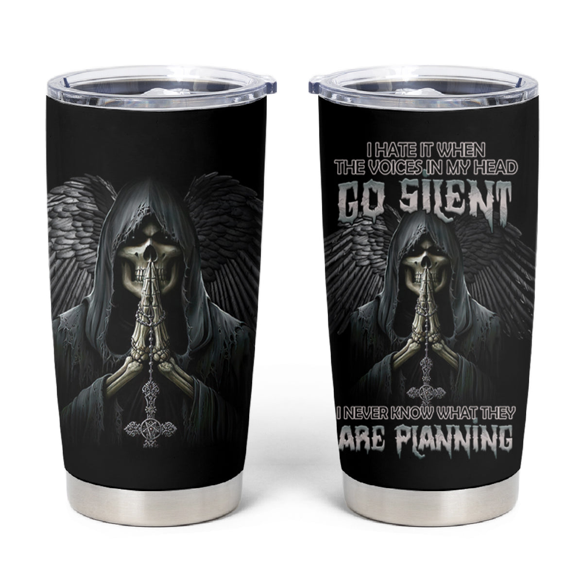 I Hate It When The Voices In My Head Skull Tumbler Cup - Wonder Print Shop