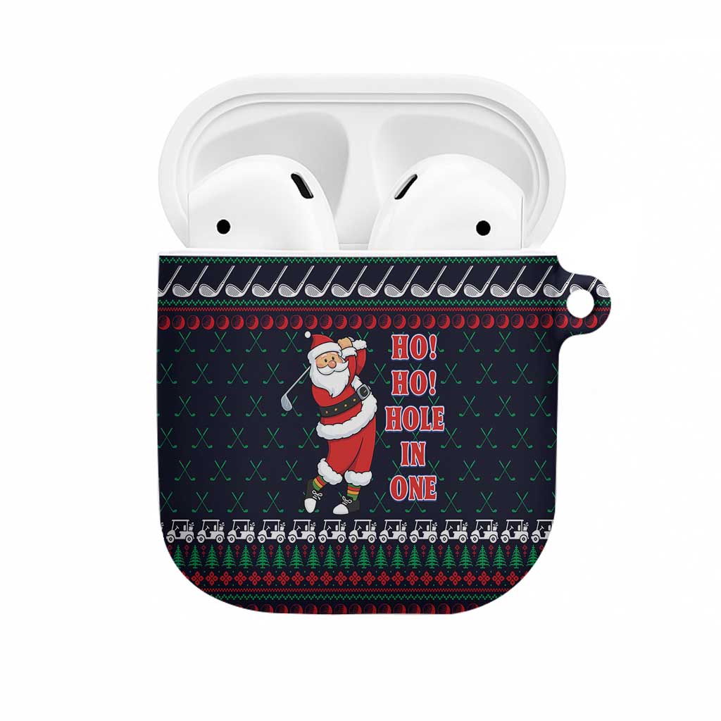 Santa Hole in One Christmas AirPods Case with Golf Clubs and Festive Pattern - Wonder Print Shop