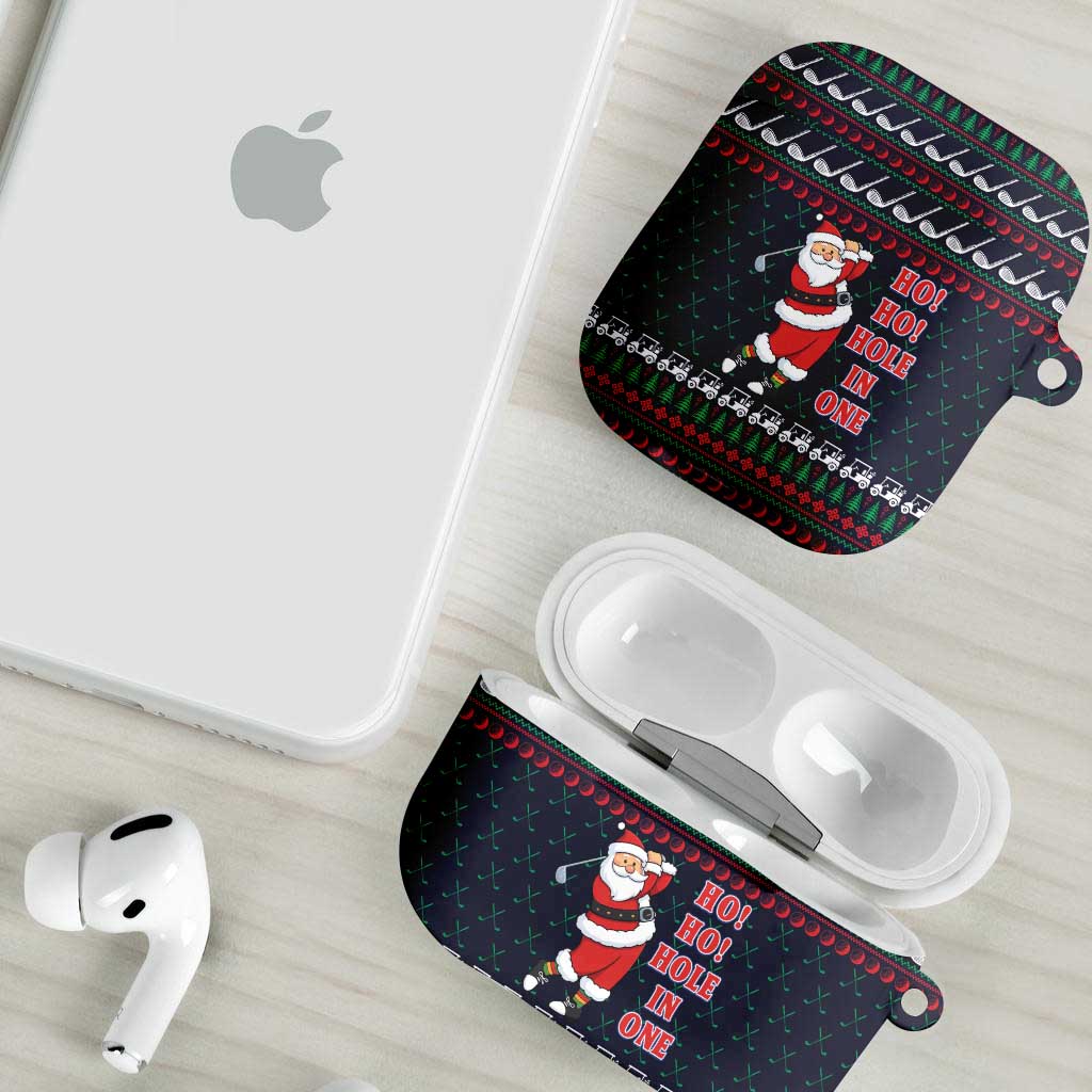 Santa Hole in One Christmas AirPods Case with Golf Clubs and Festive Pattern - Wonder Print Shop