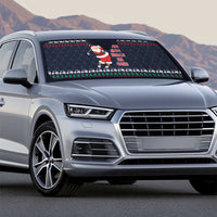 Santa Hole in One Christmas Auto Sun Shade with Golf Clubs and Festive Pattern - Wonder Print Shop