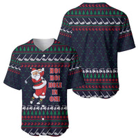 Santa Hole in One Christmas Baseball Jersey with Golf Clubs and Festive Pattern - Wonder Print Shop