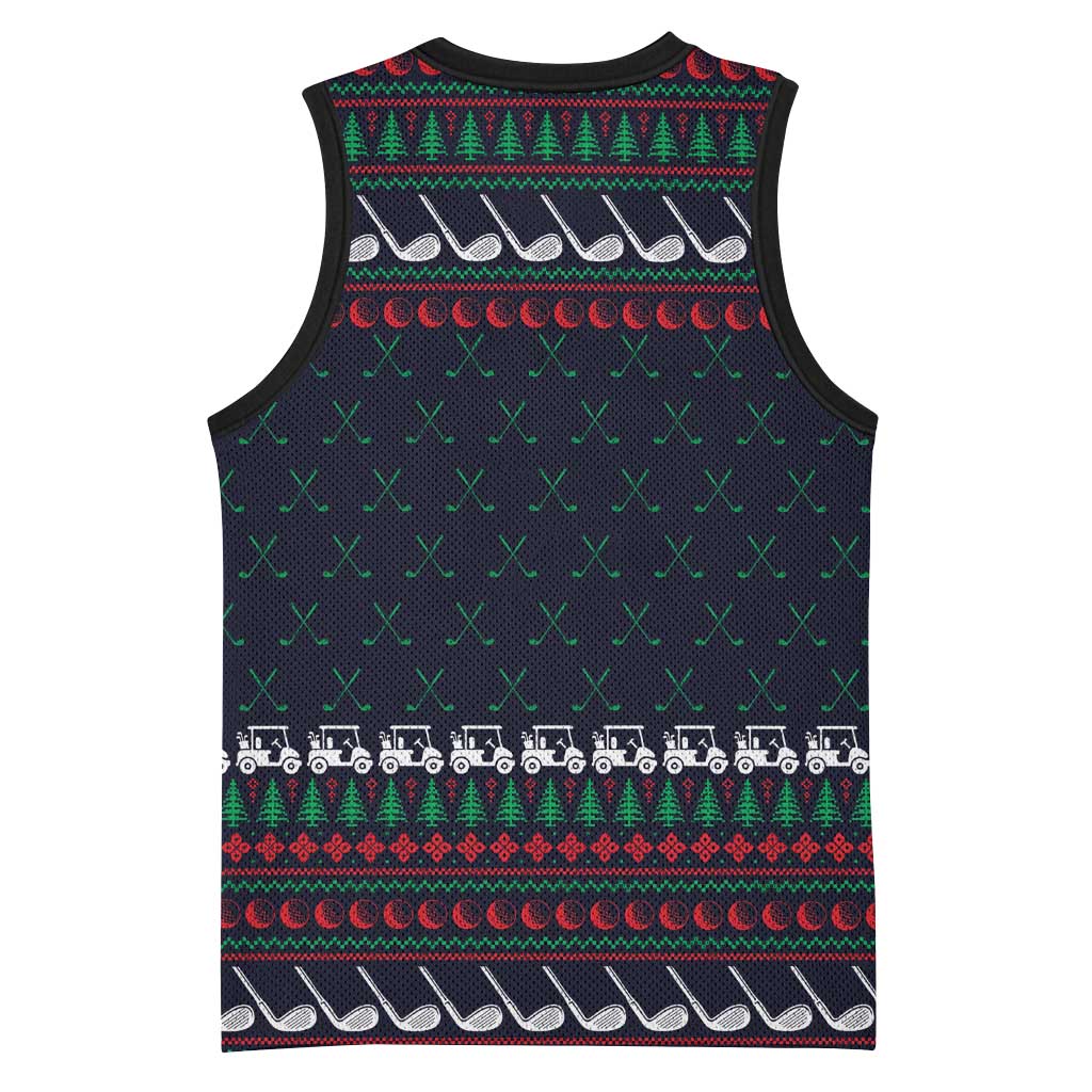 Santa Hole in One Christmas Basketball Jersey with Golf Clubs and Festive Pattern - Wonder Print Shop