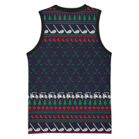 Santa Hole in One Christmas Basketball Jersey with Golf Clubs and Festive Pattern - Wonder Print Shop