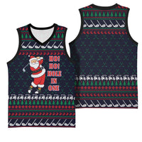 Santa Hole in One Christmas Basketball Jersey with Golf Clubs and Festive Pattern - Wonder Print Shop