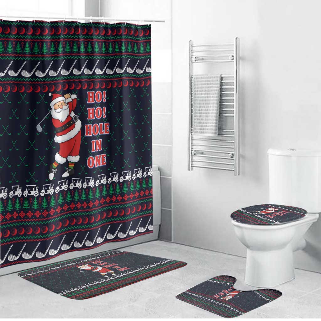 Santa Hole in One Christmas Bathroom Set with Golf Clubs and Festive Pattern - Wonder Print Shop