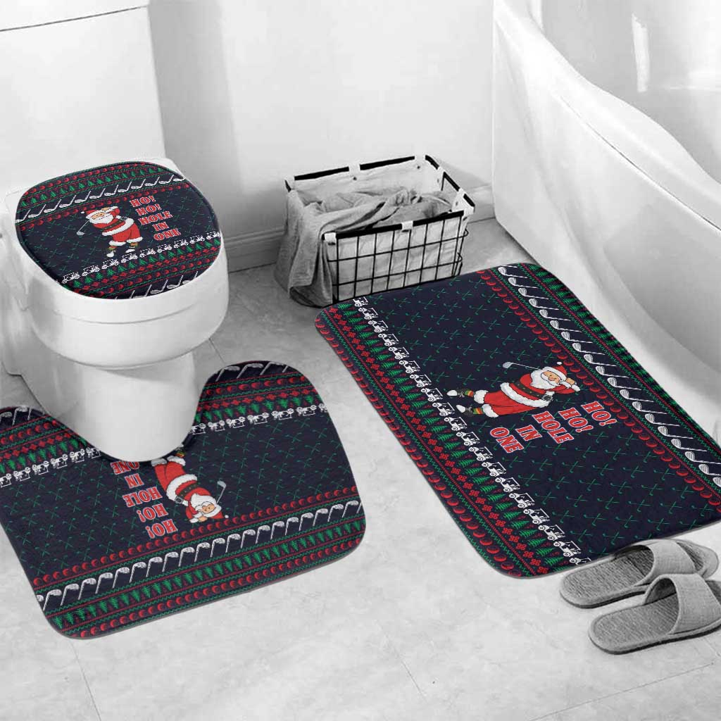 Santa Hole in One Christmas Bathroom Set with Golf Clubs and Festive Pattern - Wonder Print Shop