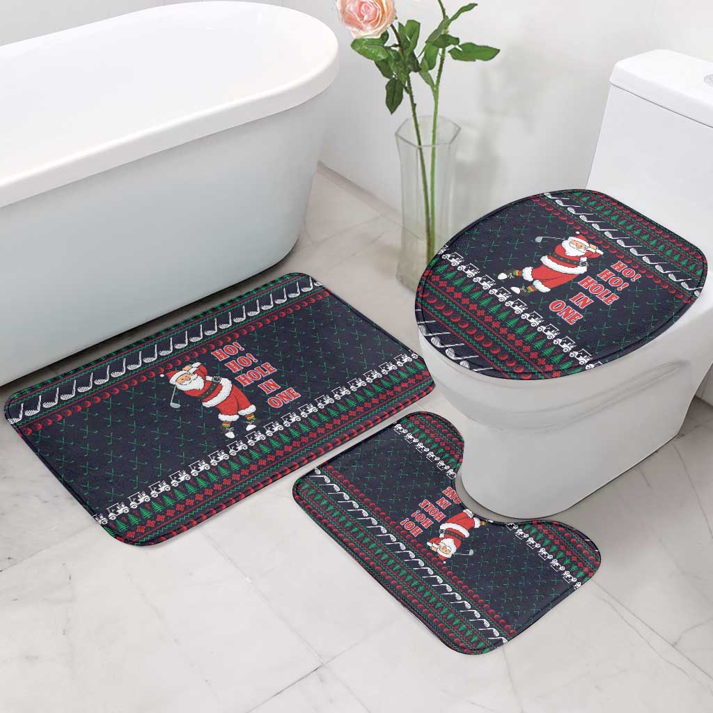 Santa Hole in One Christmas Bathroom Set with Golf Clubs and Festive Pattern - Wonder Print Shop