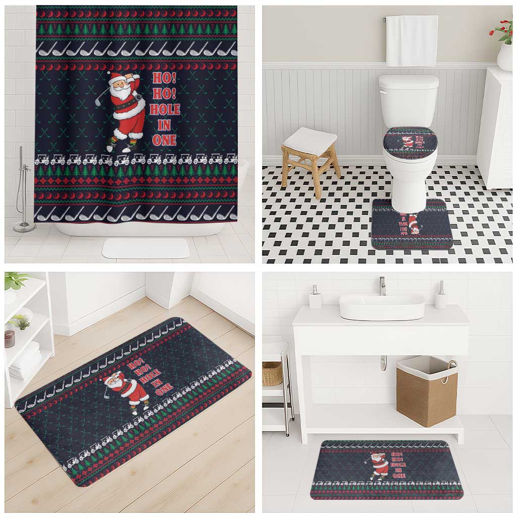 Santa Hole in One Christmas Bathroom Set with Golf Clubs and Festive Pattern - Wonder Print Shop
