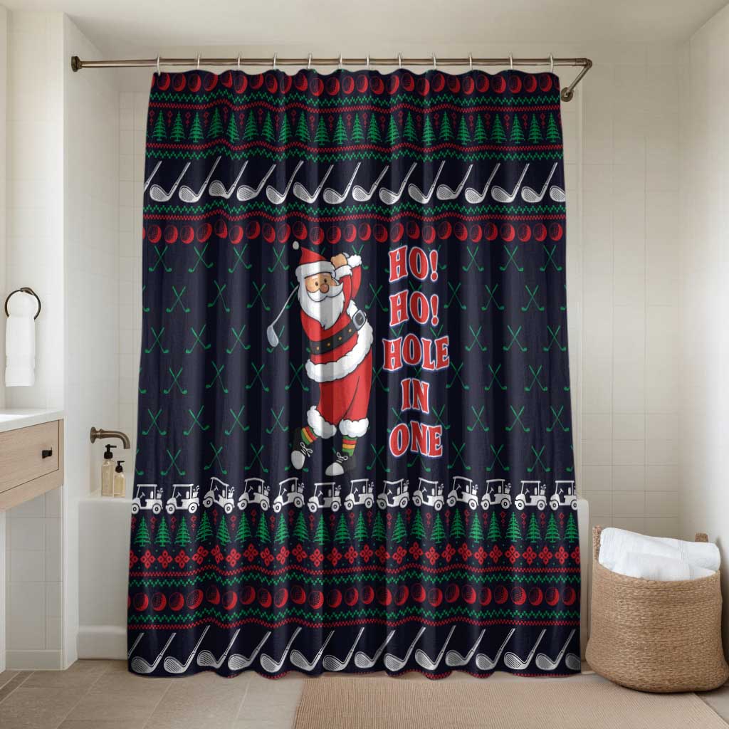 Santa Hole in One Christmas Bathroom Set with Golf Clubs and Festive Pattern - Wonder Print Shop