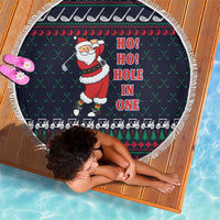 Santa Hole in One Christmas Beach Blanket with Golf Clubs and Festive Pattern - Wonder Print Shop