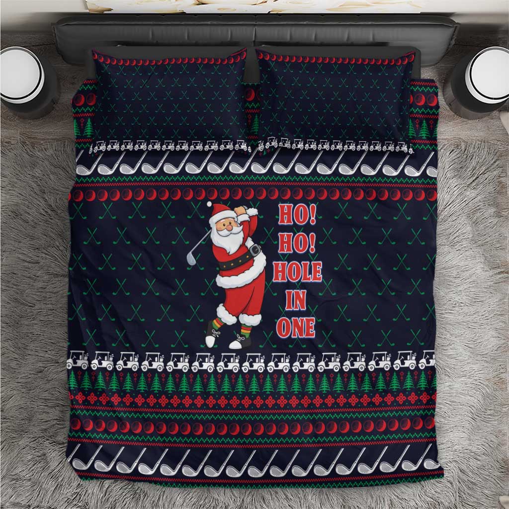 Santa Hole in One Christmas Bedding Set with Golf Clubs and Festive Pattern - Wonder Print Shop