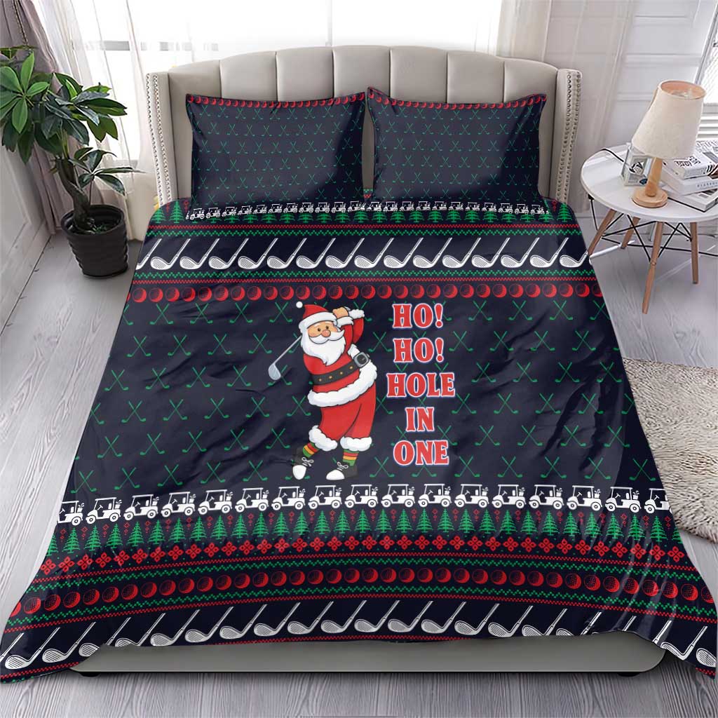 Santa Hole in One Christmas Bedding Set with Golf Clubs and Festive Pattern - Wonder Print Shop
