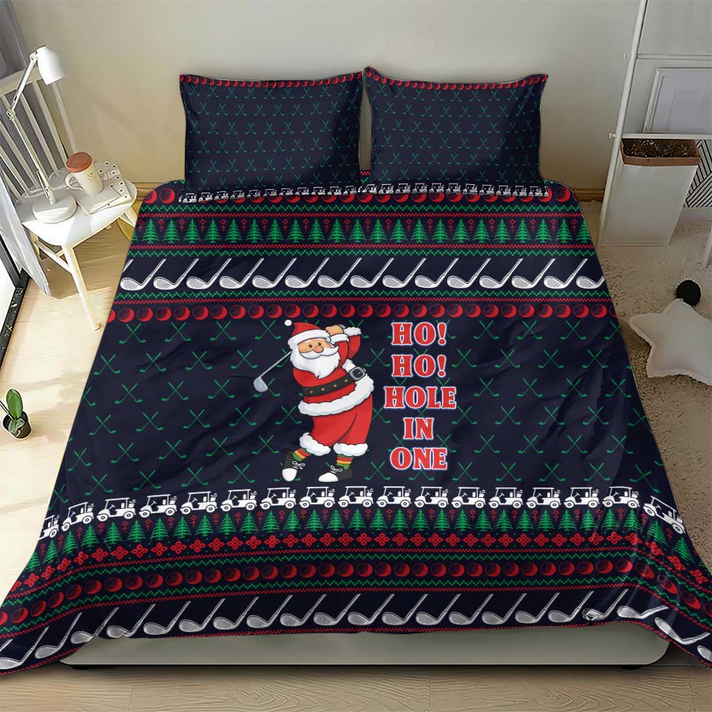 Santa Hole in One Christmas Bedding Set with Golf Clubs and Festive Pattern - Wonder Print Shop