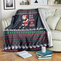 Santa Hole in One Christmas Blanket with Golf Clubs and Festive Pattern - Wonder Print Shop
