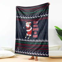 Santa Hole in One Christmas Blanket with Golf Clubs and Festive Pattern - Wonder Print Shop