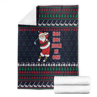 Santa Hole in One Christmas Blanket with Golf Clubs and Festive Pattern - Wonder Print Shop