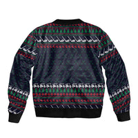 Santa Hole in One Christmas Bomber Jacket with Golf Clubs and Festive Pattern - Wonder Print Shop