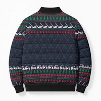 Santa Hole in One Christmas Bomber Puffer Jacket with Golf Clubs and Festive Pattern - Wonder Print Shop