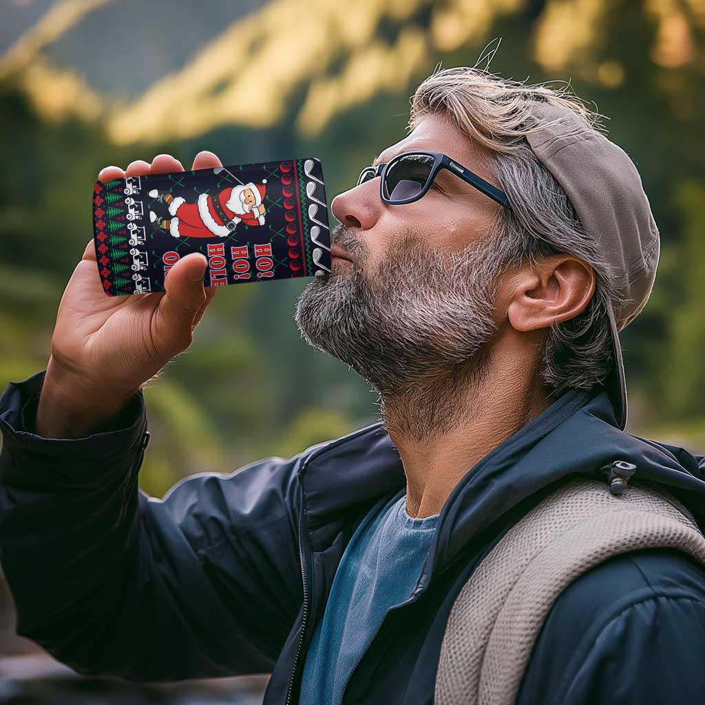 Santa Hole in One Christmas 4 in 1 Can Cooler Tumbler with Golf Clubs and Festive Pattern - Wonder Print Shop