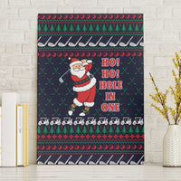 Santa Hole in One Christmas Canvas Wall Art with Golf Clubs and Festive Pattern - Wonder Print Shop