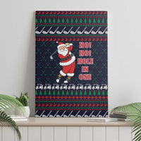 Santa Hole in One Christmas Canvas Wall Art with Golf Clubs and Festive Pattern - Wonder Print Shop