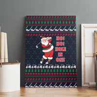 Santa Hole in One Christmas Canvas Wall Art with Golf Clubs and Festive Pattern - Wonder Print Shop