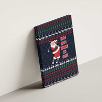 Santa Hole in One Christmas Canvas Wall Art with Golf Clubs and Festive Pattern - Wonder Print Shop