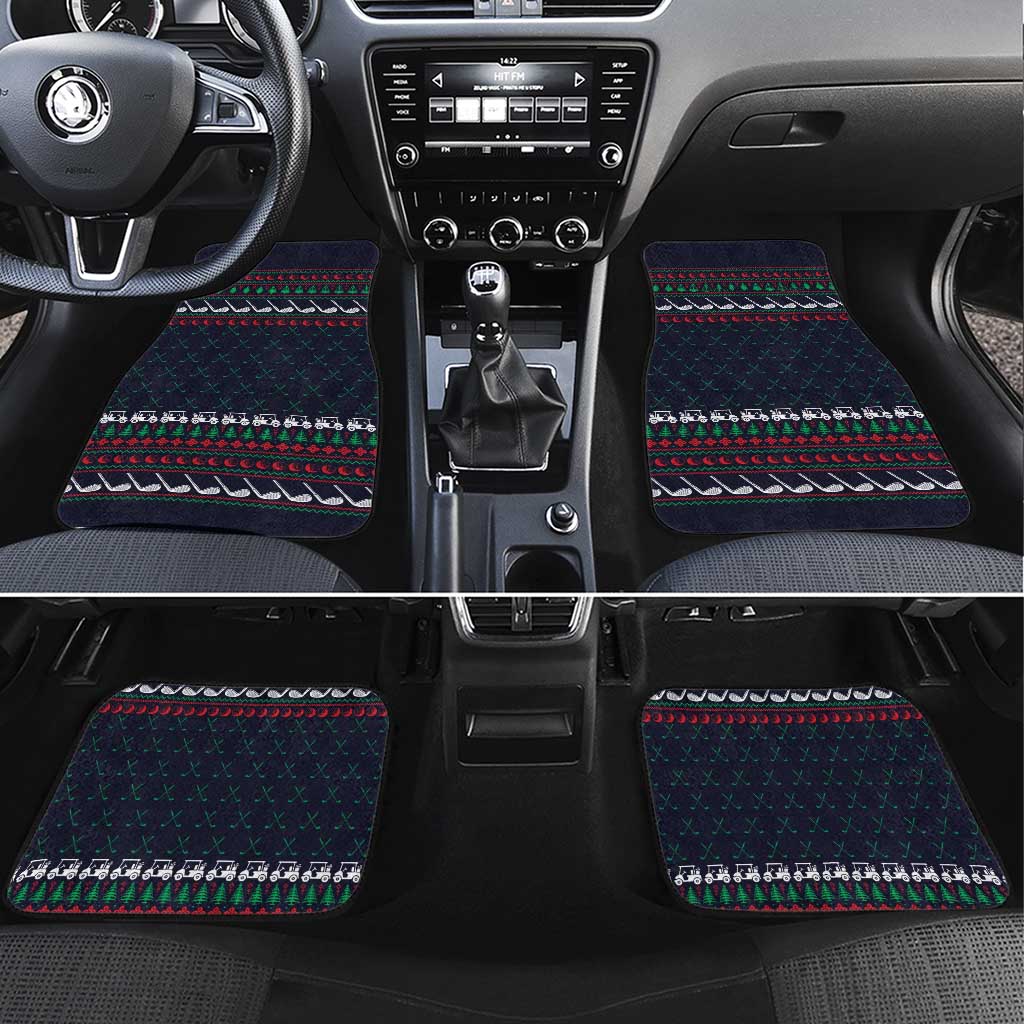 Santa Hole in One Christmas Car Mats with Golf Clubs and Festive Pattern - Wonder Print Shop