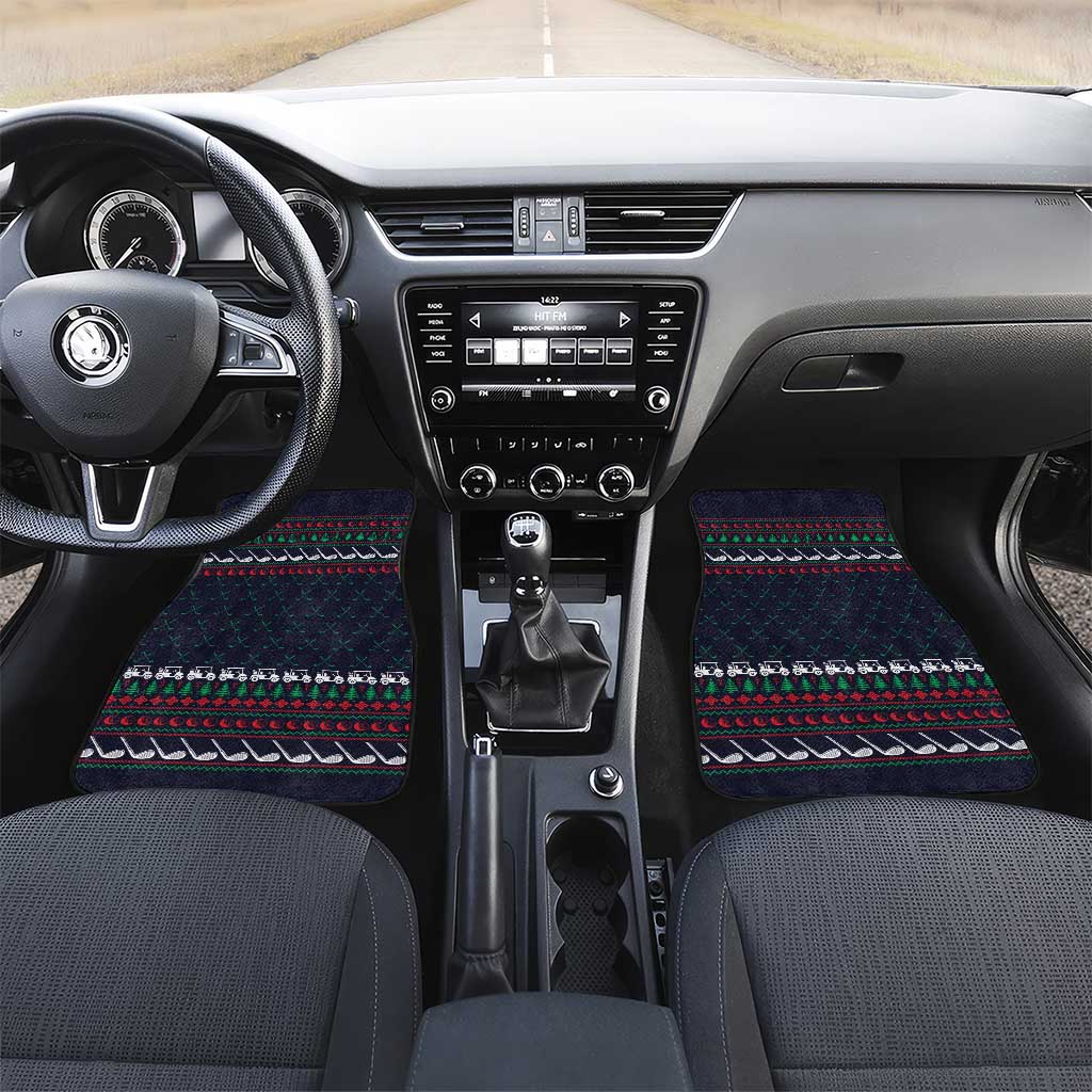 Santa Hole in One Christmas Car Mats with Golf Clubs and Festive Pattern - Wonder Print Shop