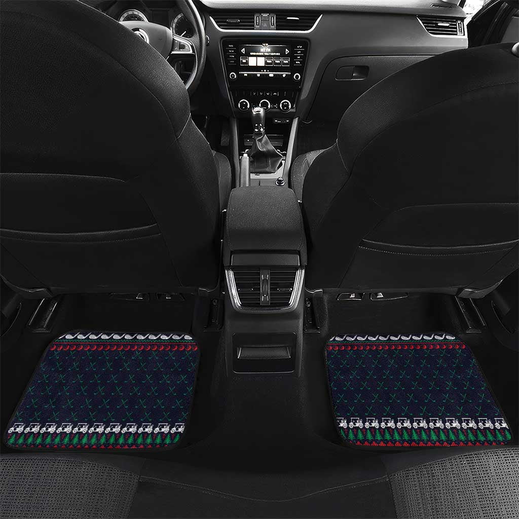 Santa Hole in One Christmas Car Mats with Golf Clubs and Festive Pattern - Wonder Print Shop