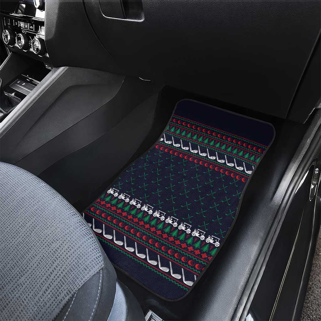 Santa Hole in One Christmas Car Mats with Golf Clubs and Festive Pattern - Wonder Print Shop