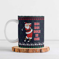 Santa Hole in One Christmas Ceramic Mug with Golf Clubs and Festive Pattern - Wonder Print Shop