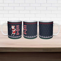 Santa Hole in One Christmas Ceramic Mug with Golf Clubs and Festive Pattern - Wonder Print Shop