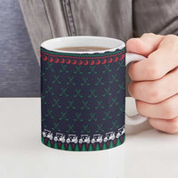 Santa Hole in One Christmas Ceramic Mug with Golf Clubs and Festive Pattern - Wonder Print Shop