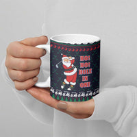 Santa Hole in One Christmas Ceramic Mug with Golf Clubs and Festive Pattern - Wonder Print Shop