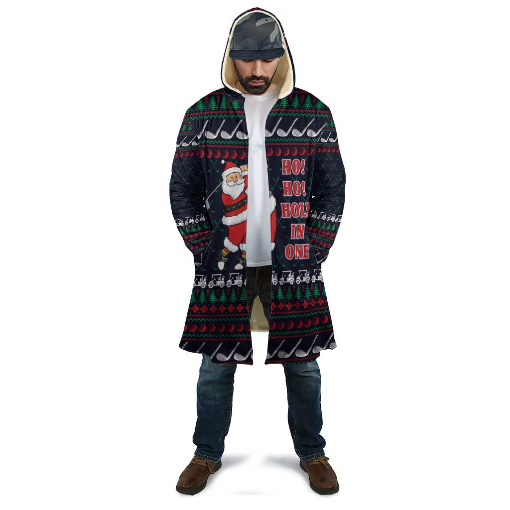Santa Hole in One Christmas Cloak with Golf Clubs and Festive Pattern - Wonder Print Shop