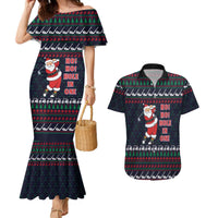 Santa Hole in One Christmas Couples Matching Mermaid Dress and Hawaiian Shirt with Golf Clubs and Festive Pattern - Wonder Print Shop