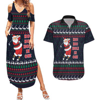 Santa Hole in One Christmas Couples Matching Summer Maxi Dress and Hawaiian Shirt with Golf Clubs and Festive Pattern - Wonder Print Shop