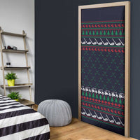 Santa Hole in One Christmas Door Cover with Golf Clubs and Festive Pattern - Wonder Print Shop
